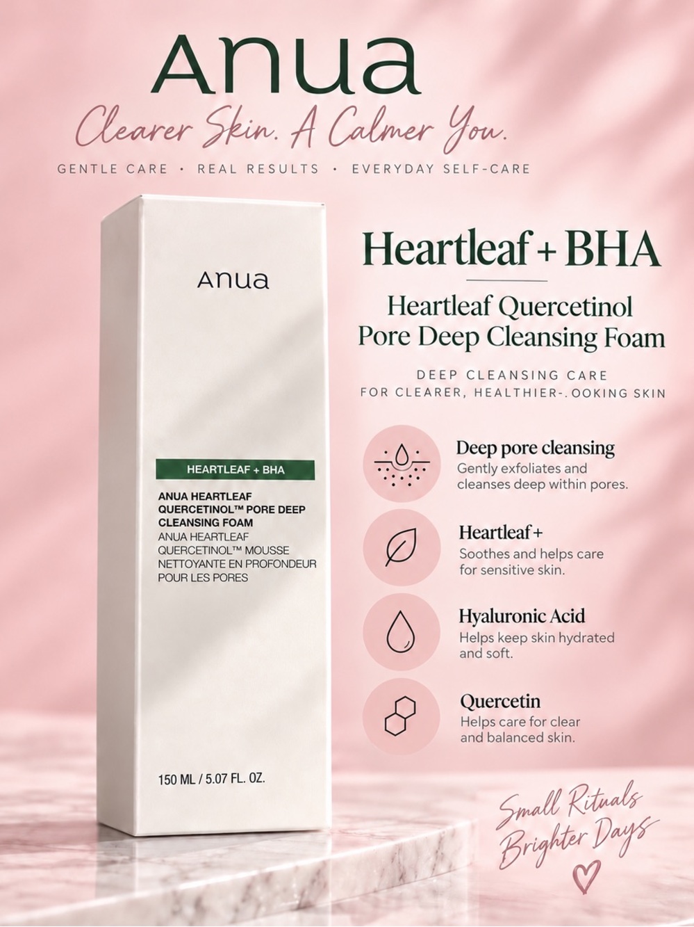 ANUA - Heartleaf + BHA Pore Deep Cleansing Foam.